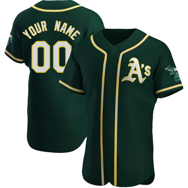 Green Custom Men's Oakland Athletics Alternate Jersey - Authentic Big Tall