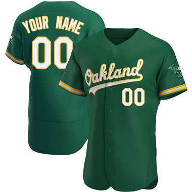 Green Custom Men's Oakland Athletics Kelly Alternate Jersey - Authentic Big Tall