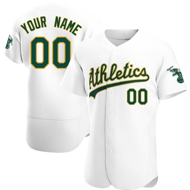White Custom Men's Oakland Athletics Home Jersey - Authentic Big Tall