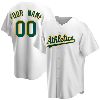 White Custom Men's Oakland Athletics Home Jersey - Replica Big Tall